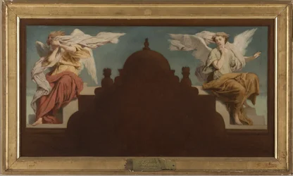 Sketch for Saint-Etienne-du-Mont Church: Two seated angels, en 1874