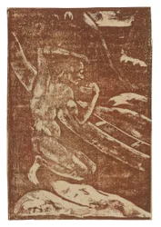A Fisherman Drinking Beside His Canoe