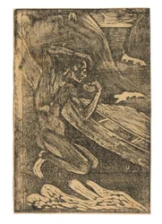 A Fisherman Drinking Beside His Canoe
