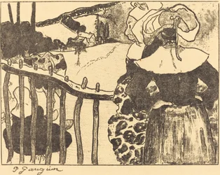 Breton Women beside a Fence