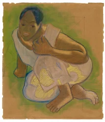 Crouching Tahitian Woman (related to the painting 