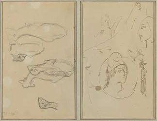 Five Sheep; Four Head Studies (verso)
