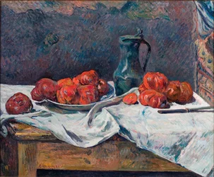 Tomatoes and a Pewter Tankard on a Table
