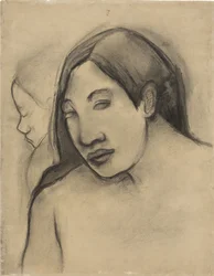 Heads of Tahitian Women, Frontal and Profile Views