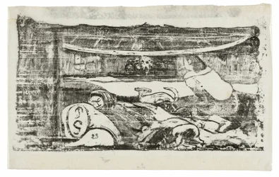 Interior of a Tahitian Hut, from the Suite of Late Wood-Block Prints