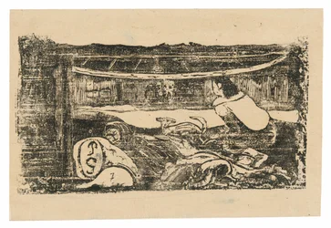 Interior of a Tahitian Hut, from the Suite of Late Wood-Block Prints
