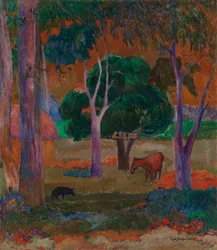Landscape with a Pig and a Horse (Hiva Oa)