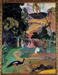 Matamoe or Landscape with Peacocks. View of a landscape in Tahiti. Painting by Paul Gauguin (1848-1903)