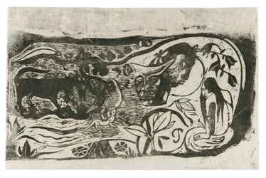 Plate with the Head of a Horned Devil, from the Suite of Late Wood-Block Prints