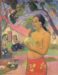 Woman Holding a Fruit; Where are You Going