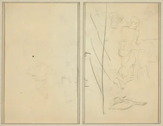 Woman with Cow, and Goose; Counterproof [verso]