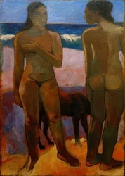 Two Tahitian Women on the Beach
