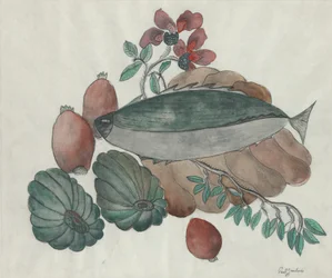 Still Life: Fish, Flowers and Vegetables