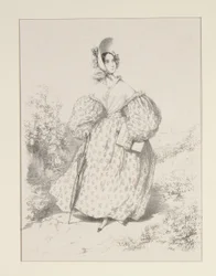 In the Countryside. Huillet 1835. Dress of jaconas,...
