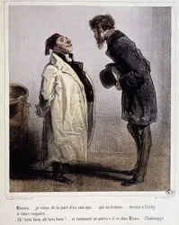 Debtor and Creditor, Cartoon by Gavarni, c. 1840