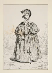 IN TOWN. (November 1835.) Fur-lined coat in wool satin...