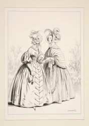 Dress in Poplin with Matching Mantle Trimmed with Fringe