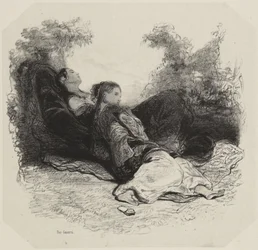 Two Women Resting in Garden