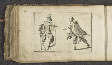 Two Actors with Saber and Plumed Hat (Ein Newes Reissbüchlein für die Jugent)