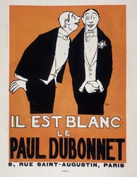 Advertising for alcohols Paul Dubonnet by Paul Iribe (two men in evening dress), “Le Temoin”, 28/12/1907
