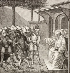 St Benedict of Nursia Reproaches Baduila, King of the Ostrogoths