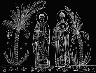 St. Cecilia and Her Husband Valerian (after a 3rd or 4th century mosaic)