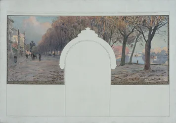 Sketch for Asnières Town Hall: Landscape. Quais de la Seine at Asnières, circa 1901