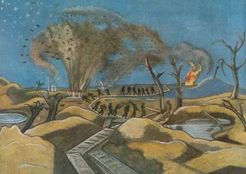 Shelling the Duckboards, from British Artists at the Front, Continuation of The Western Front