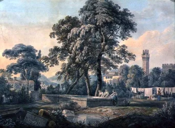 An Italianate Landscape with Women by a Washing Pool