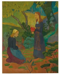 Young Breton Woman with a Vermilion Pot and a Kneeling Girl