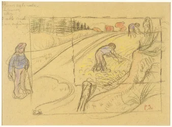 Peasants in a Field (recto); Procession of Breton Women with Study of Two Female Figures (verso)