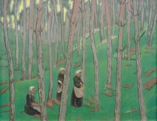 Mushroom Gatherers in the Forest