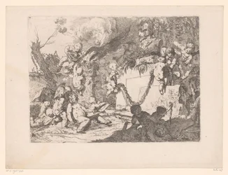 Putti at a shrine of Minerva