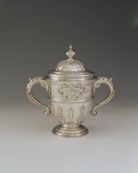 Two-handled cup and cover, 1730-31