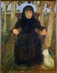 Old Woman, Sitting, with Cat