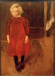 Standing Girl in Front of a Goat Stable