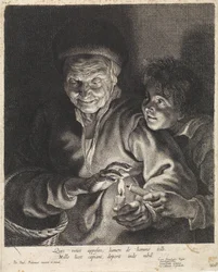 Old Woman and Boy with Candles