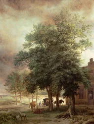 Landscape with Carriage or House Beyond the Trees