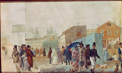 Street Scene in the Rain in Moscow