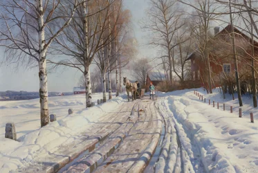 Sunny Winter Day in Vestanvik by Leksand, Dalarna