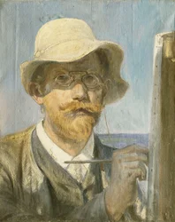 A Self-Portrait of the Artist, head and shoulders at his Easel