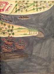 Exploration map of Surat, in the Gujarat district of India, illustration from 