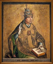 Portrait of Pope Saint Gregoire. Painting by Pedro Berruguete