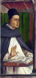 Saint Albert the Great (1205-1280) (Albertus Magnus, Albert of Bollstädt, Albert of Cologne), size: 116x53, c. 1473-1475, National Gallery of the Marche, Urbino