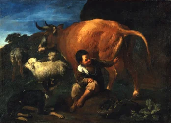 Shepherd Boy and Cow, late 17th century