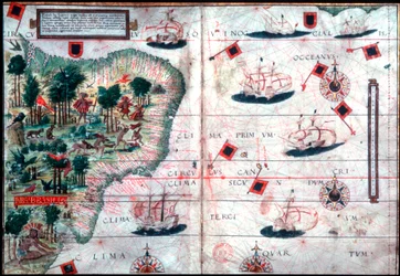 Map of Brazil by Portuguese navigators Pedro Reinel and Lopo Homen