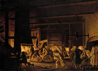 In the Anchor-Forge at Söderfors. The Smiths Hard at Work