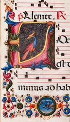 Piccolomini Library: choir book, cod. 5.E, ff. 63r with “Foliated initial” (detail)