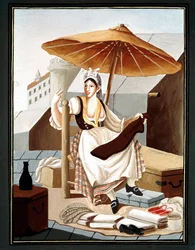 Neapolitan small trade: a travelling seller of fabrics and linen - (Old trade: drapery and linen seller), 19th century, Museo Nazionale di San Martino, Naples
