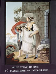 Neapolitan small trade: a travelling seller of tablecloths and linen - (Old trade: tablecloth and linen seller), 19th century, Museo Nazionale di San Martino, Naples